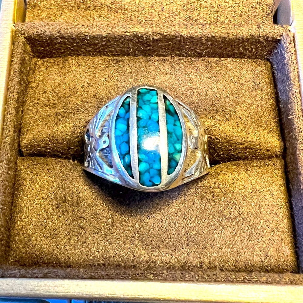 Men’s Genuine Sterling Silver and Turquoise Ring